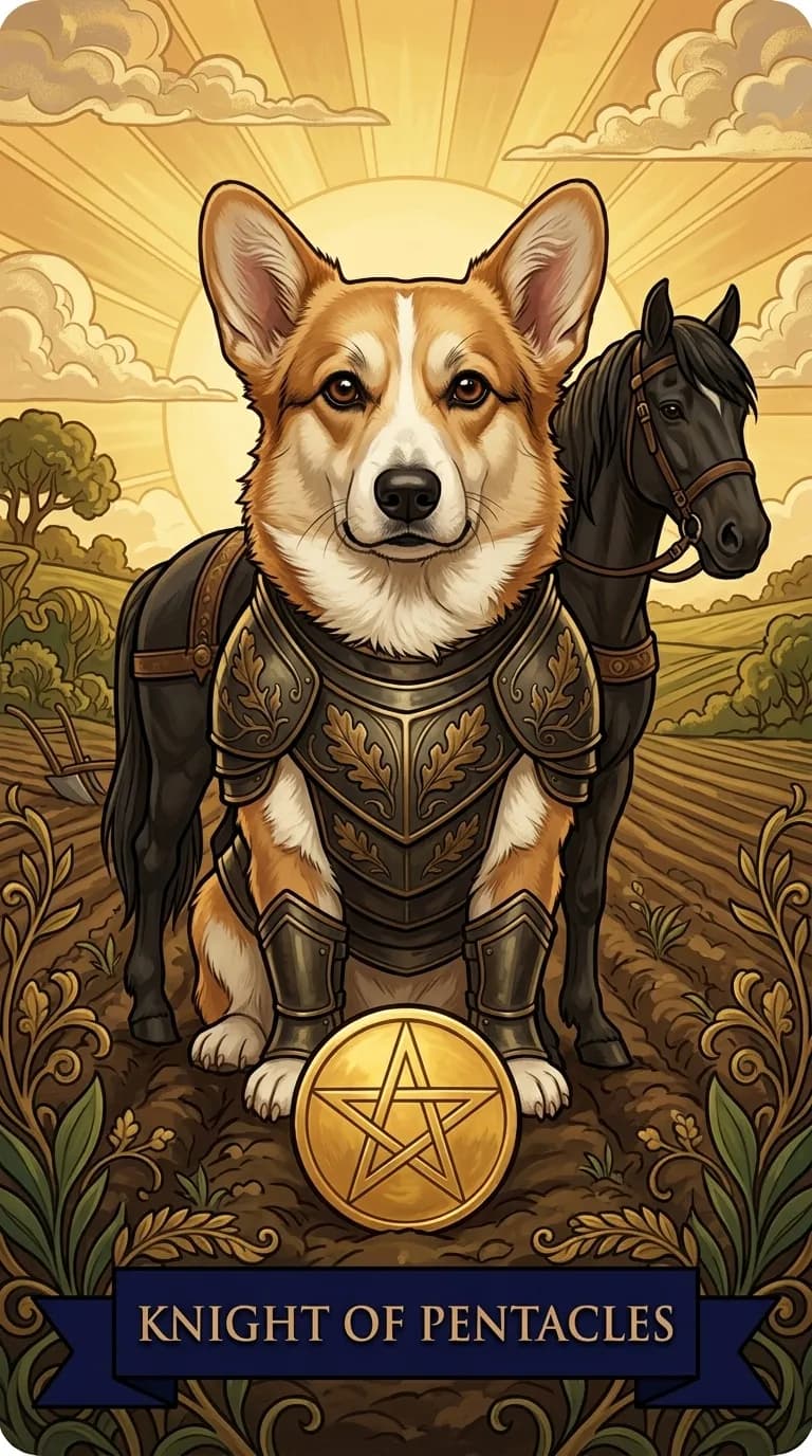 Knight of Pentacles tarot card from a personalized sample deck