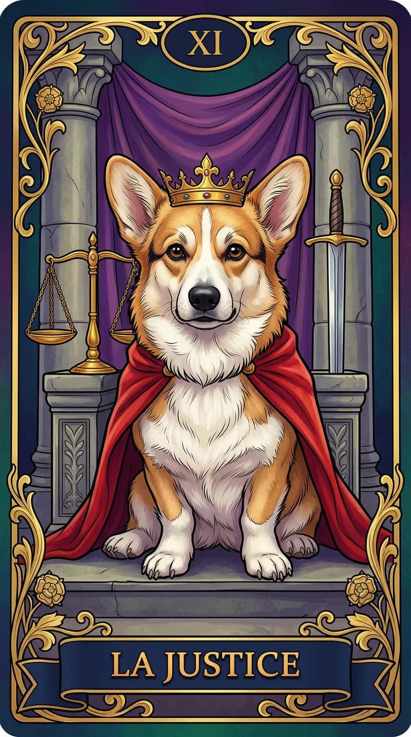Carte de tarot La Justice issue d'un jeu d'exemple personnalisé