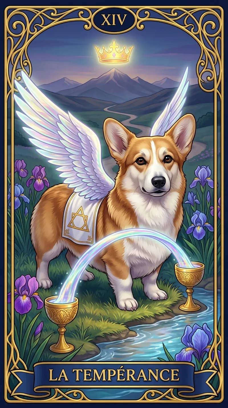 Carte de tarot Tempérance issue d'un jeu d'exemple personnalisé