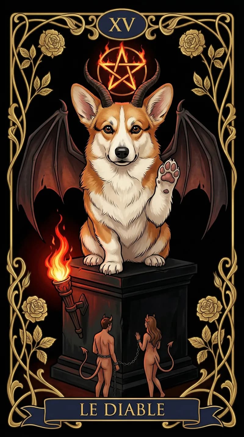Carte de tarot Le Diable issue d'un jeu d'exemple personnalisé
