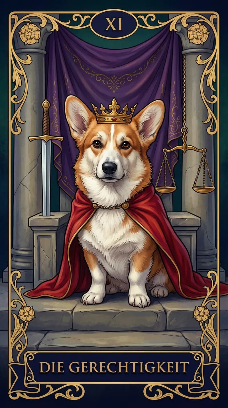 Tarotkarte Die Gerechtigkeit aus einem personalisierten Beispieldeck