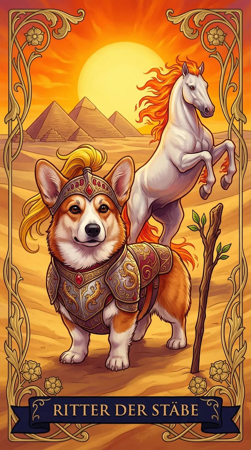 Tarotkarte Ritter der Stäbe aus einem personalisierten Beispieldeck