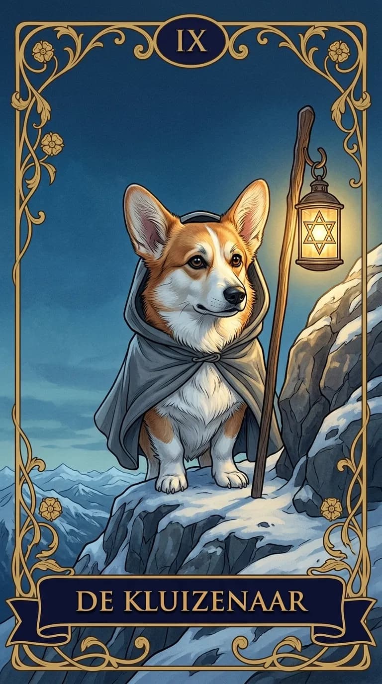 Tarotkaart De Kluizenaar uit een gepersonaliseerd voorbeelddeck