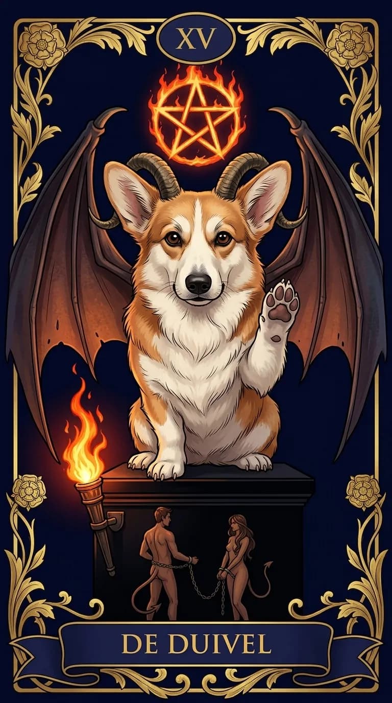 Tarotkaart De Duivel uit een gepersonaliseerd voorbeelddeck