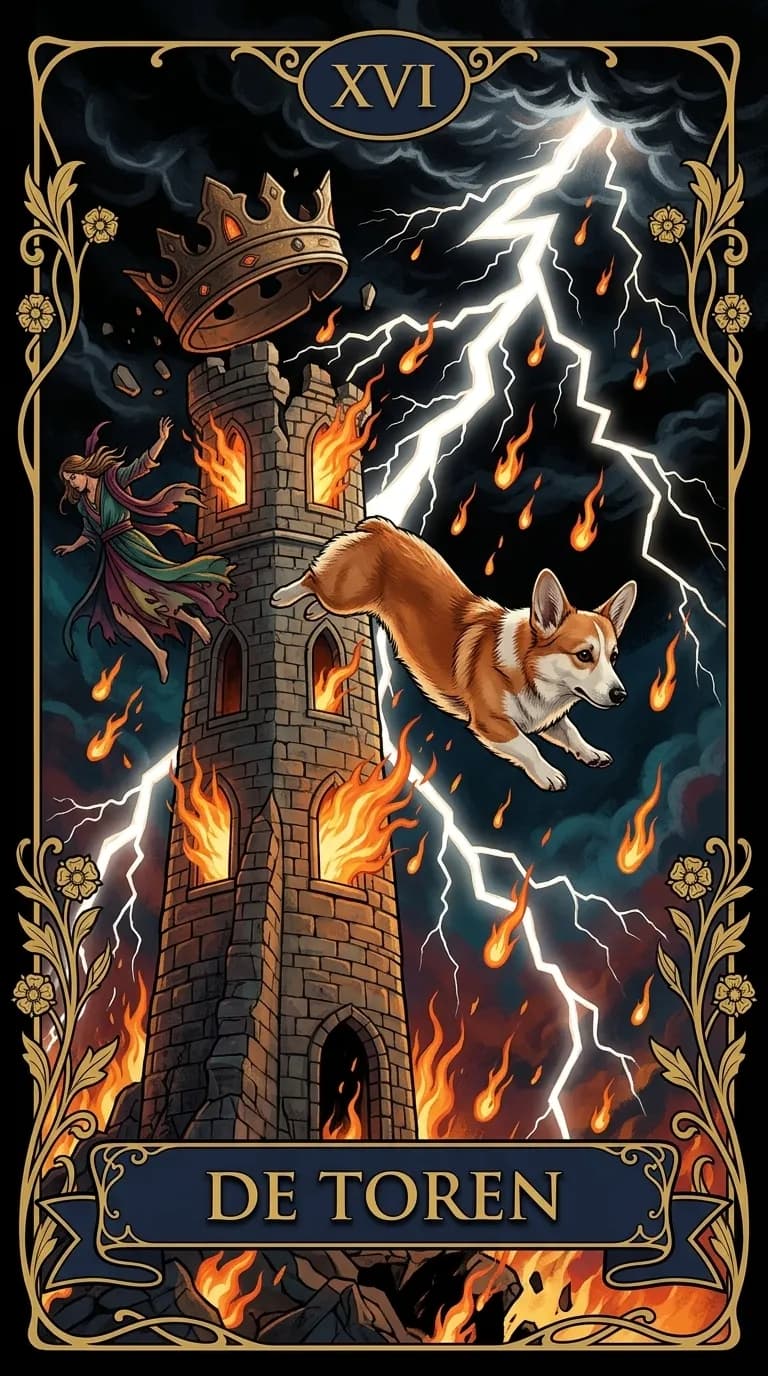Tarotkaart De Toren uit een gepersonaliseerd voorbeelddeck