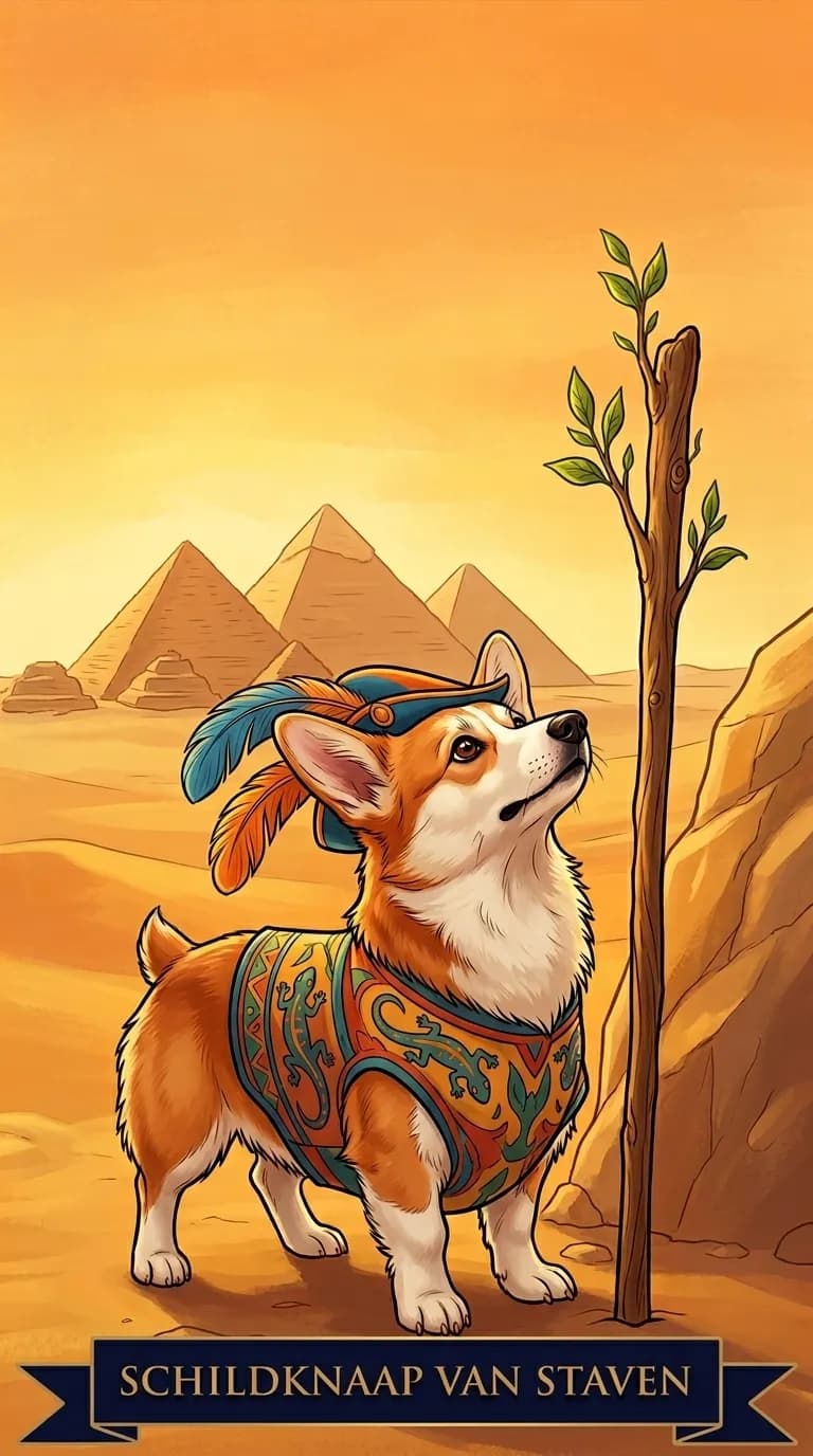 Tarotkaart Schildknaap van Staven uit een gepersonaliseerd voorbeelddeck