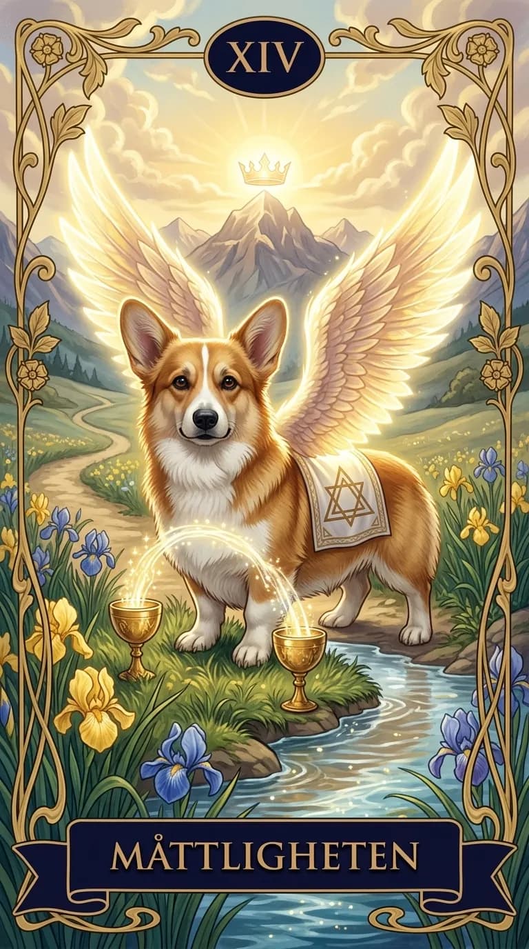 Tarotkortet Måttligheten från en personlig exempelkortlek