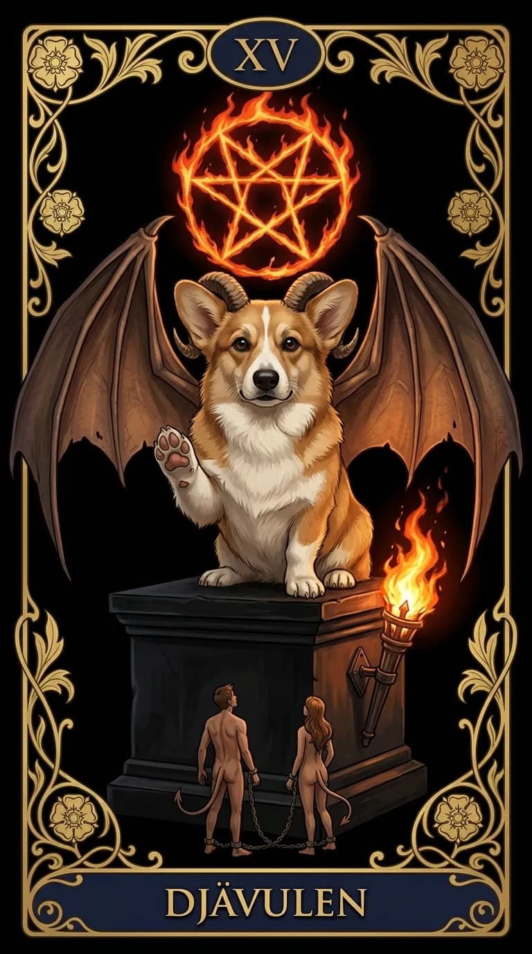 Tarotkortet Djävulen från en personlig exempelkortlek