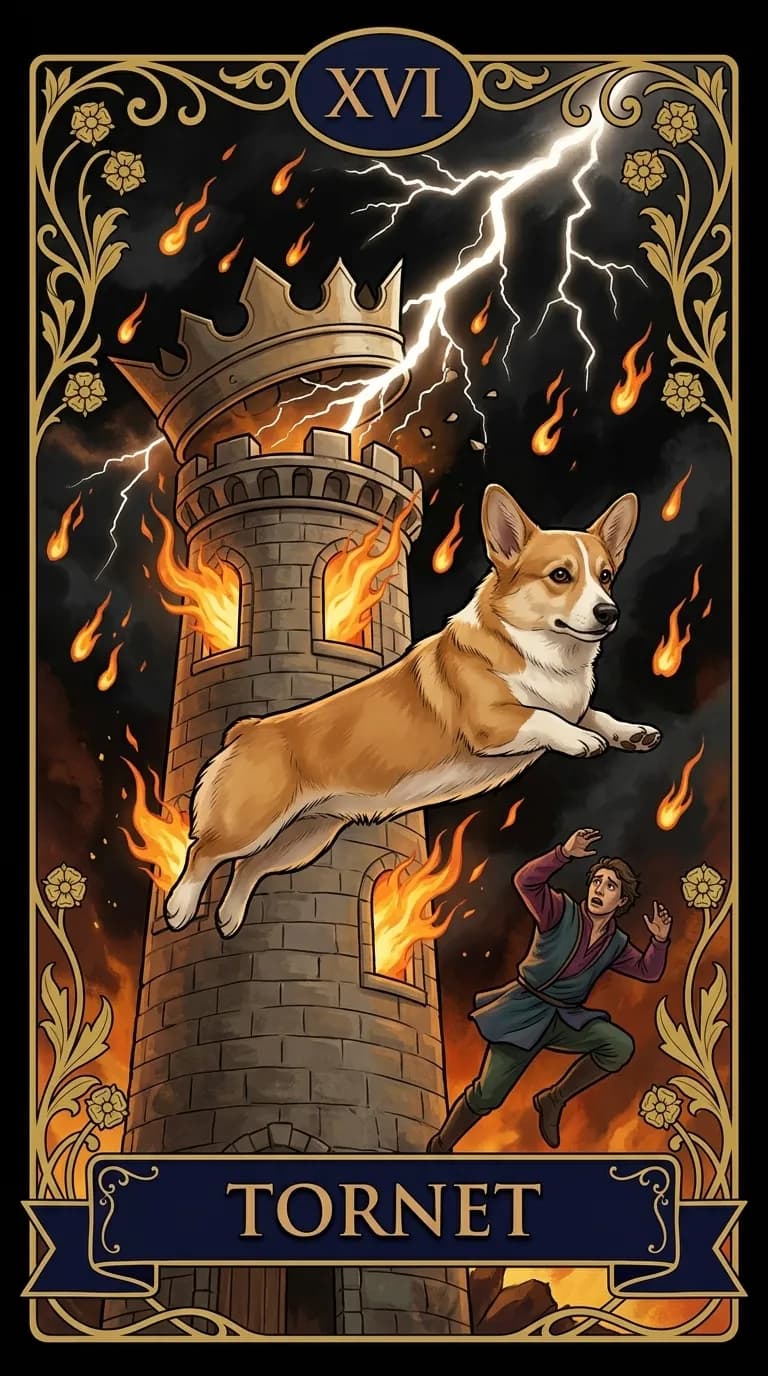 Tarotkortet Tornet från en personlig exempelkortlek