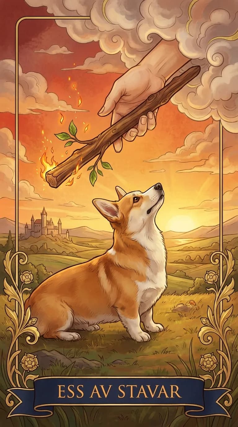 Tarotkortet Ess av Stavar från en personlig exempelkortlek