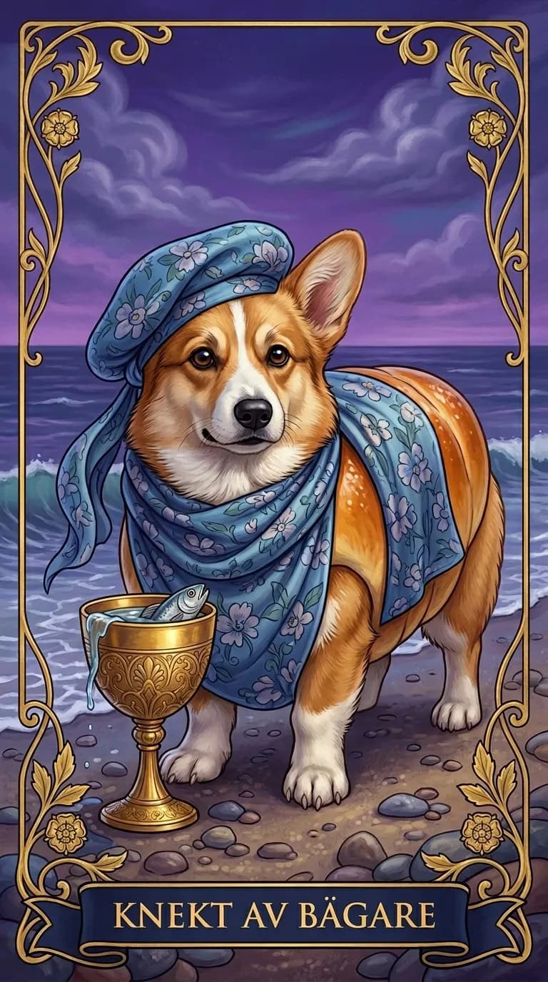 Tarotkortet Knekt av Bägare från en personlig exempelkortlek