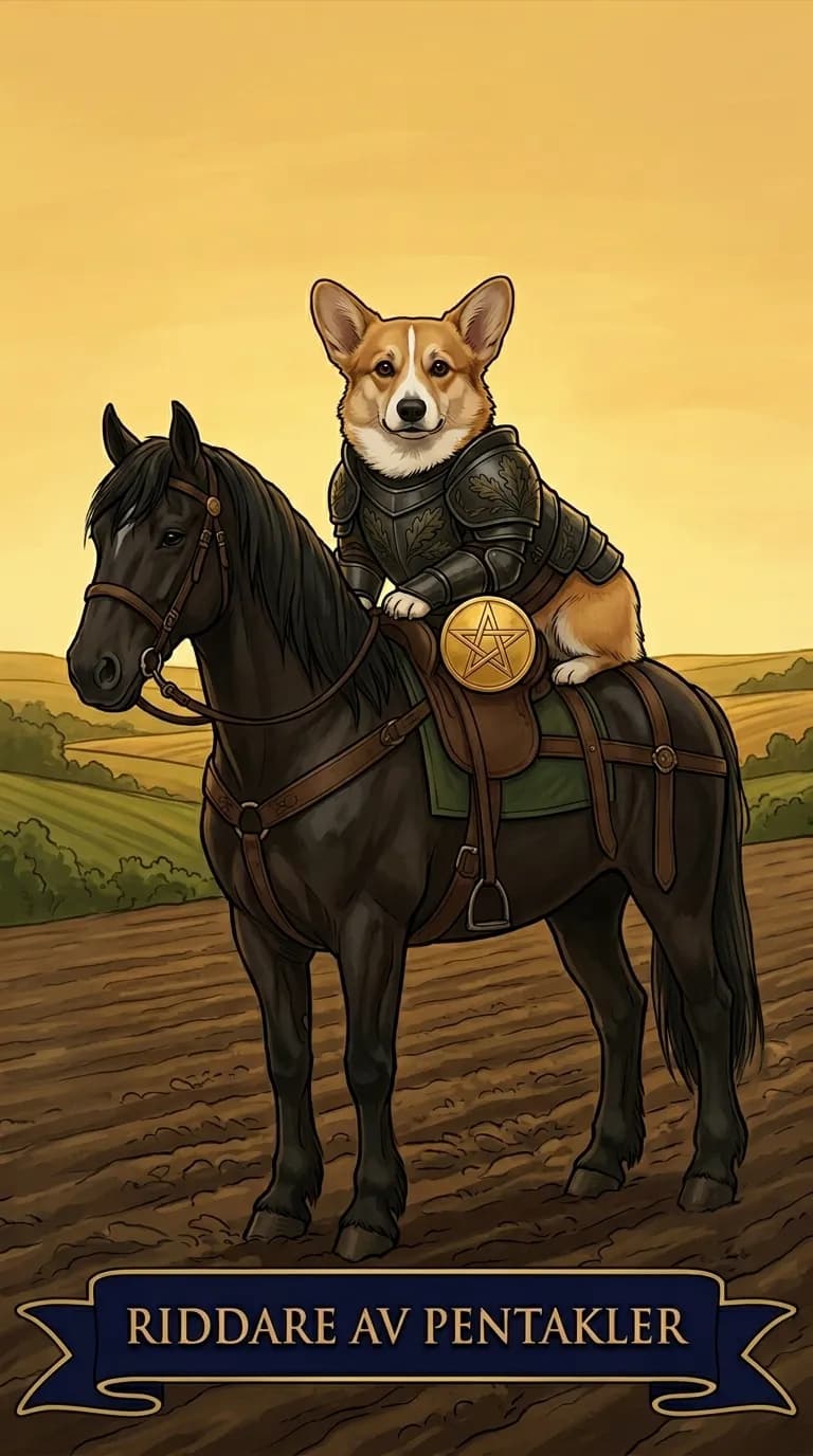 Tarotkortet Riddare av Pentakler från en personlig exempelkortlek