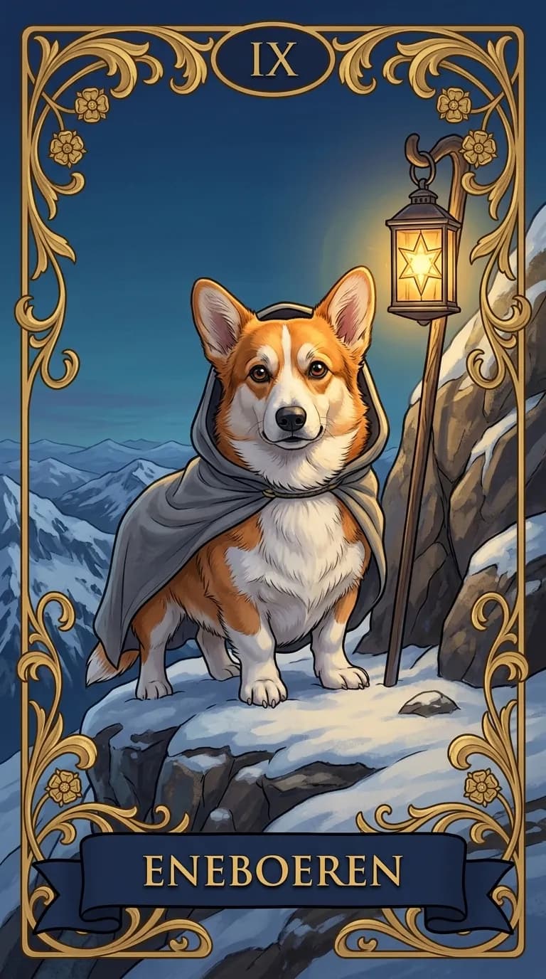 Tarotkortet Eneboeren fra en personlig eksempelkortstokk