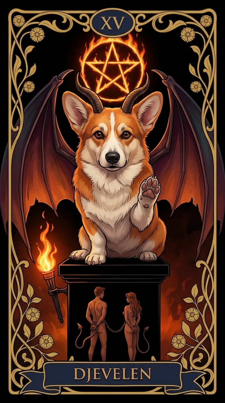 Tarotkortet Djevelen fra en personlig eksempelkortstokk