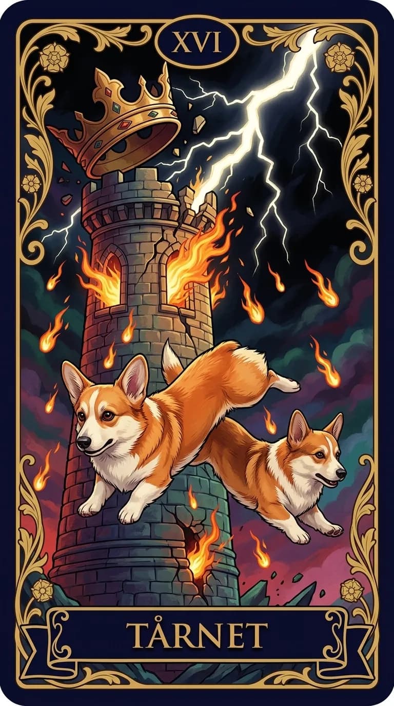 Tarotkortet Tårnet fra en personlig eksempelkortstokk