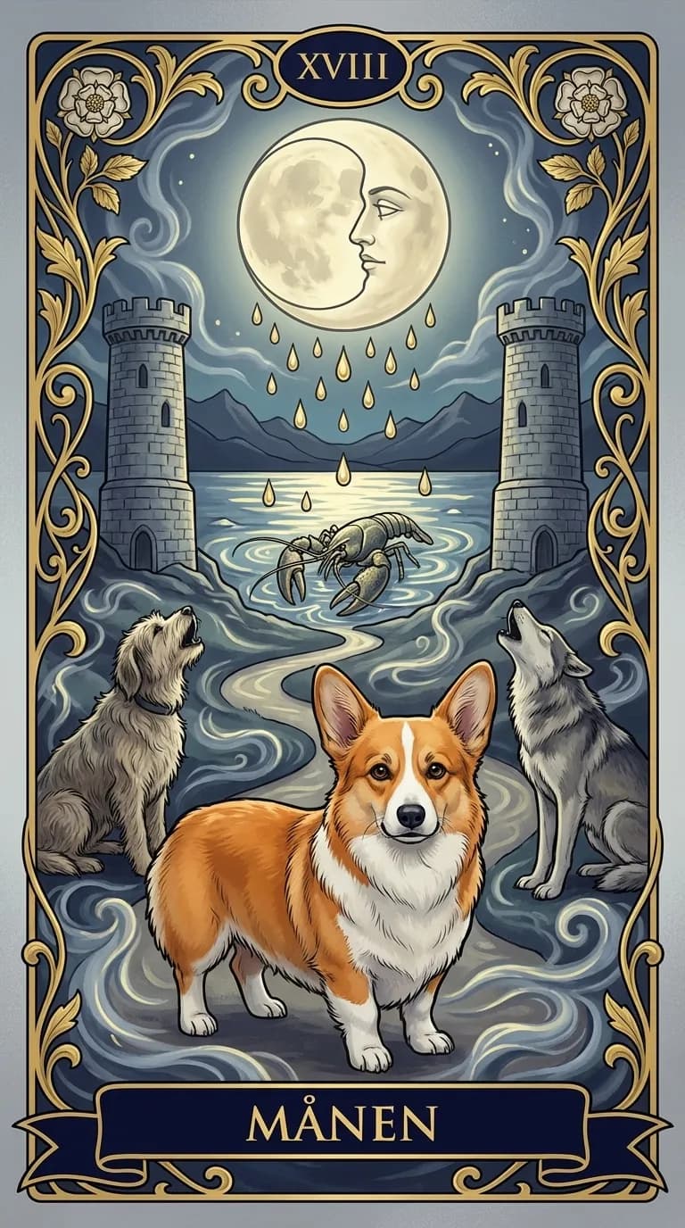 Tarotkortet Månen fra en personlig eksempelkortstokk