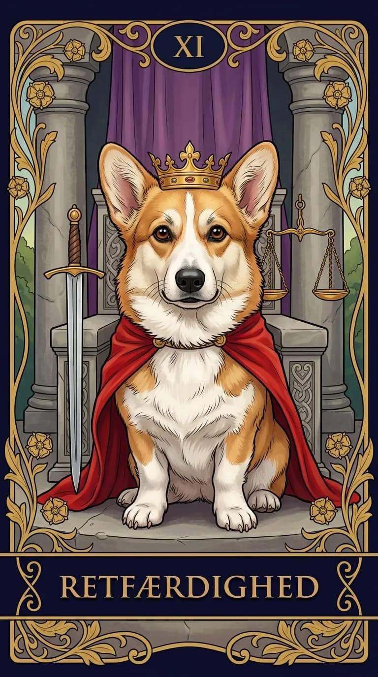 Tarotkortet Retfærdighed fra et personligt eksempelkortsæt
