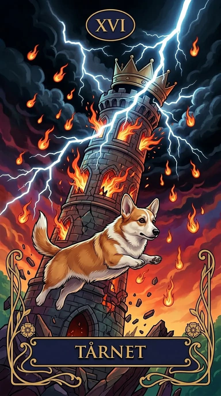 Tarotkortet Tårnet fra et personligt eksempelkortsæt