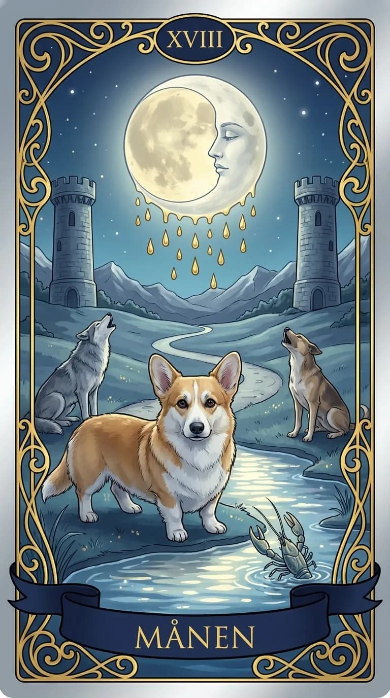 Tarotkortet Månen fra et personligt eksempelkortsæt