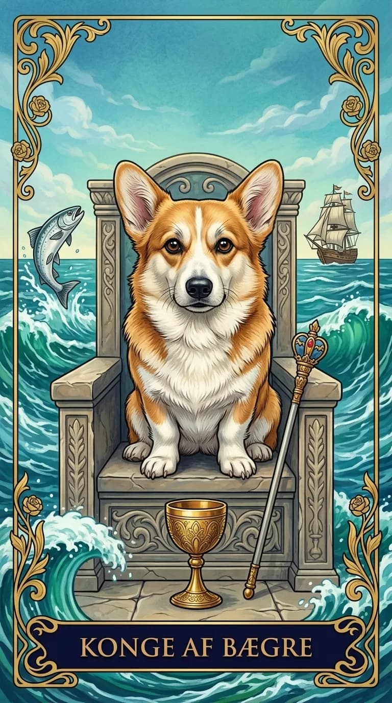 Tarotkortet Konge af Bægre fra et personligt eksempelkortsæt