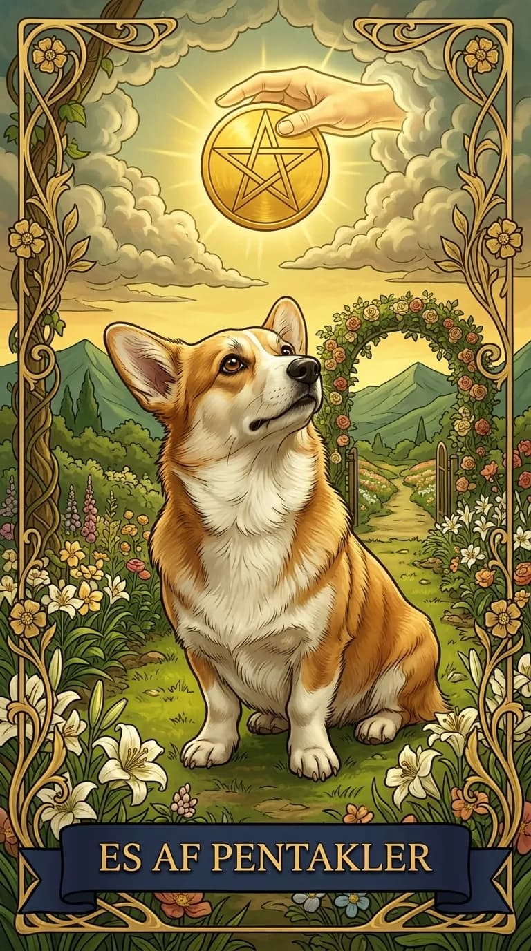 Tarotkortet Es af Pentakler fra et personligt eksempelkortsæt