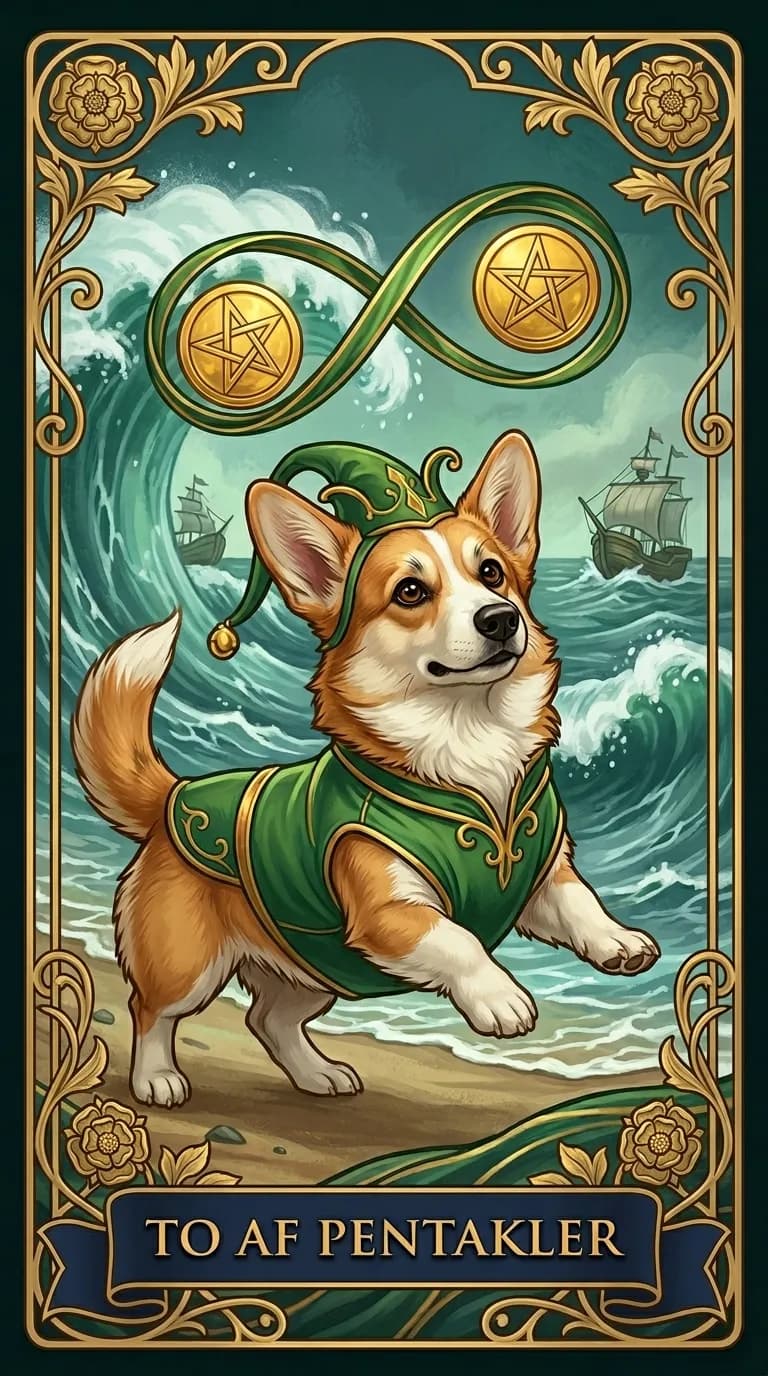 Tarotkortet To af Pentakler fra et personligt eksempelkortsæt