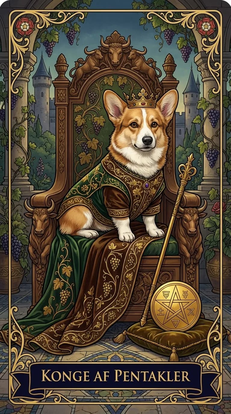 Tarotkortet Konge af Pentakler fra et personligt eksempelkortsæt