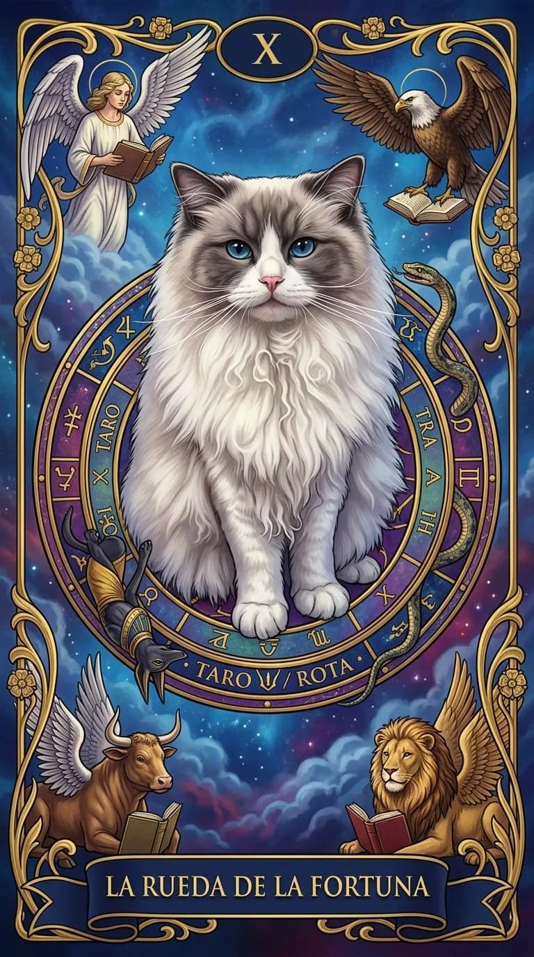 Carta de tarot La Rueda de la Fortuna de una baraja de muestra personalizada