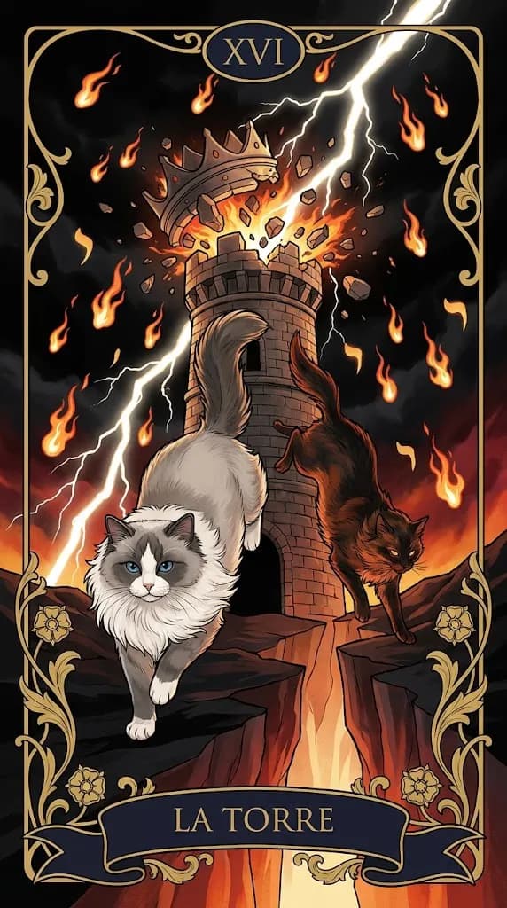 Carta de tarot La Torre de una baraja de muestra personalizada