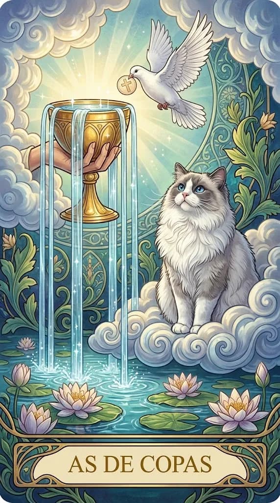 Carta de tarot As de Copas de una baraja de muestra personalizada