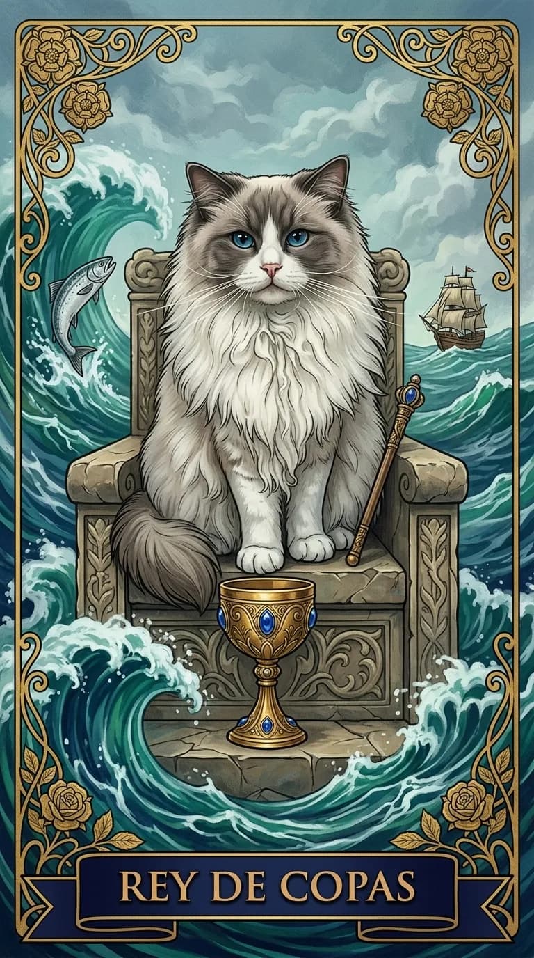Carta de tarot Rey de Copas de una baraja de muestra personalizada