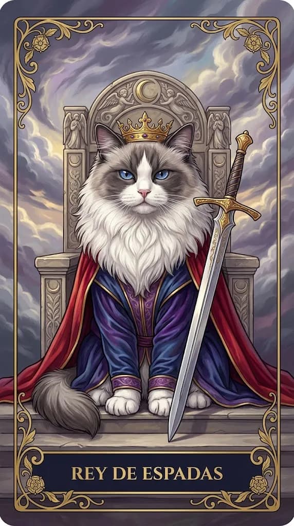 Carta de tarot Rey de Espadas de una baraja de muestra personalizada