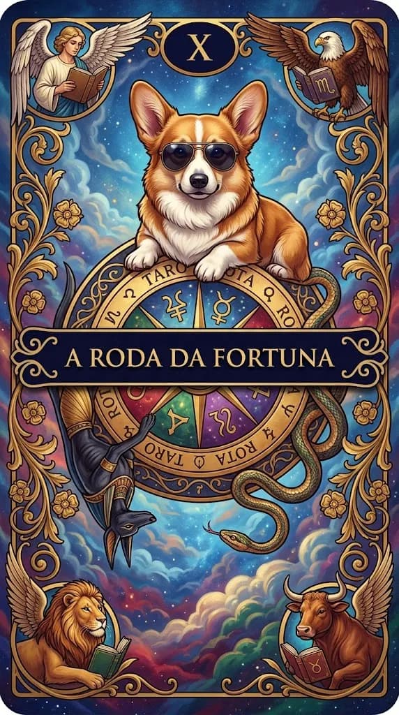 Carta de tarot A Roda da Fortuna de um baralho de exemplo personalizado