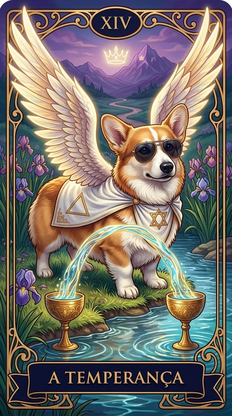 Carta de tarot A Temperança de um baralho de exemplo personalizado