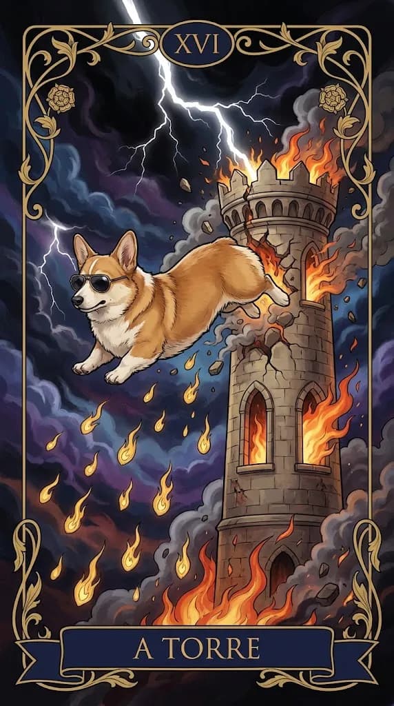 Carta de tarot A Torre de um baralho de exemplo personalizado