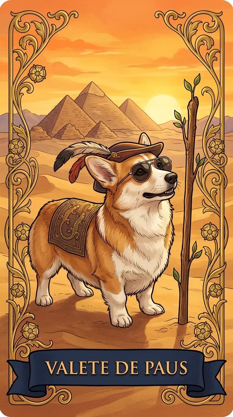 Carta de tarot Valete de Paus de um baralho de exemplo personalizado