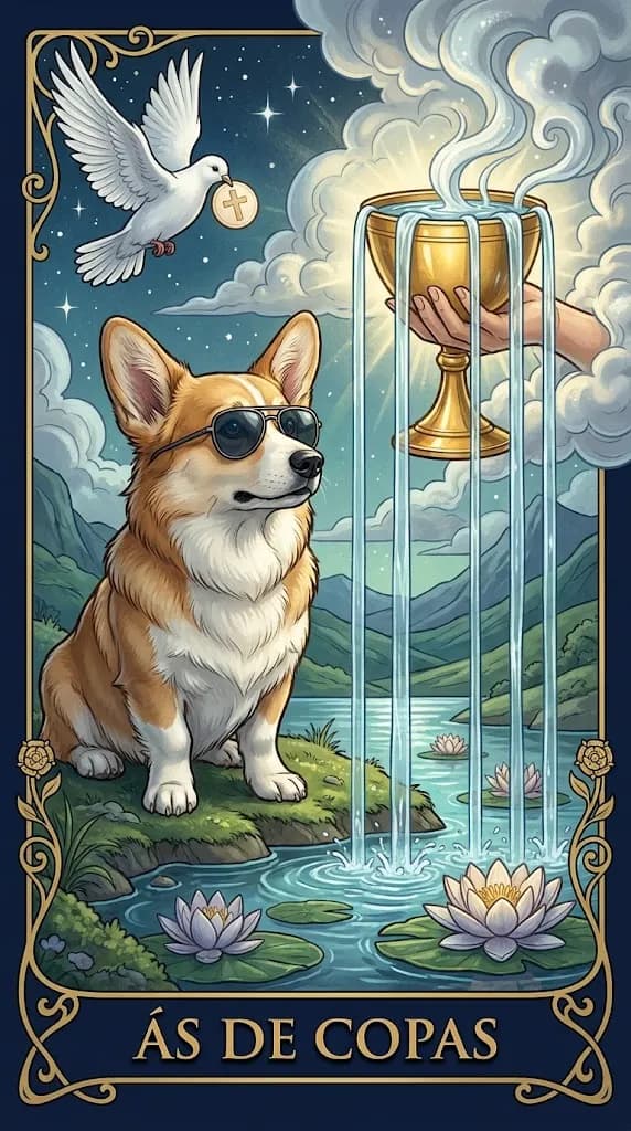 Carta de tarot Ás de Copas de um baralho de exemplo personalizado