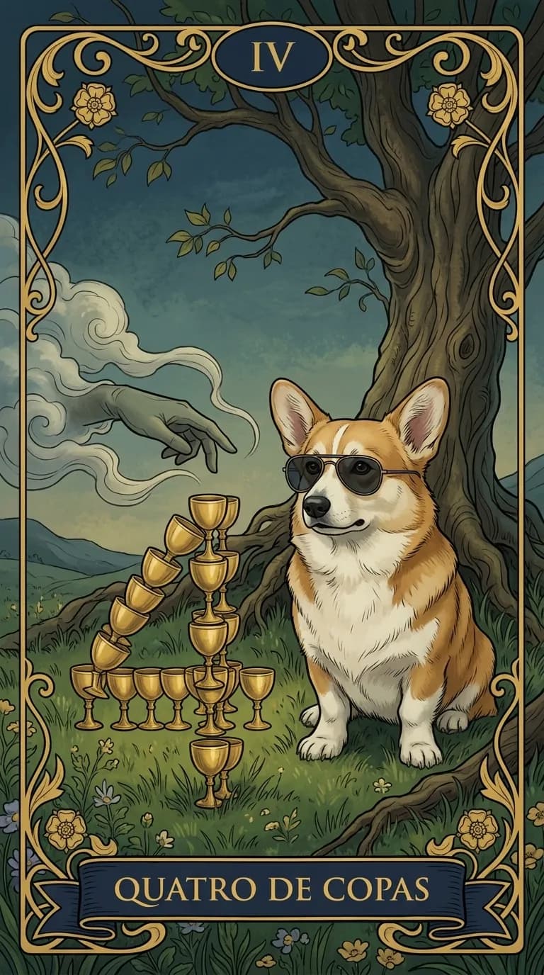 Carta de tarot Quatro de Copas de um baralho de exemplo personalizado
