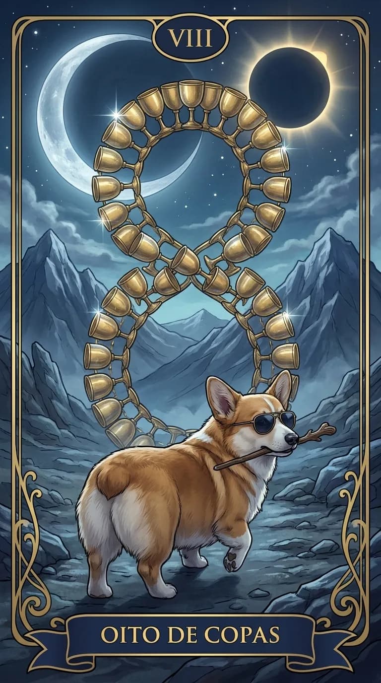 Carta de tarot Oito de Copas de um baralho de exemplo personalizado