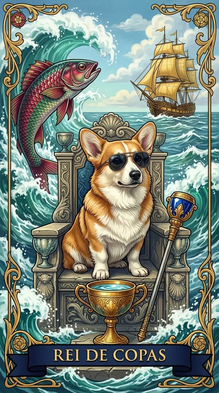 Carta de tarot Rei de Copas de um baralho de exemplo personalizado