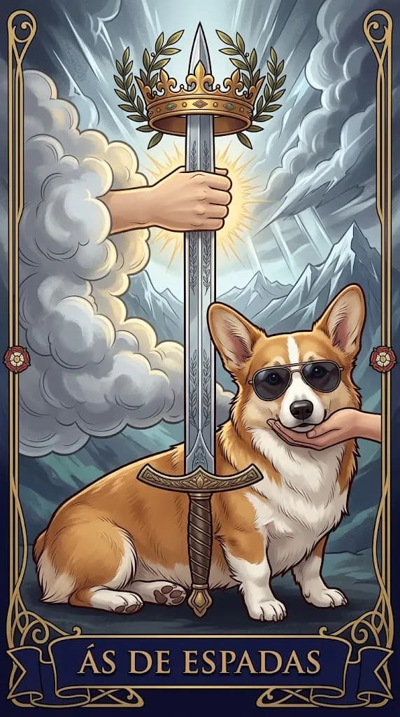 Carta de tarot Ás de Espadas de um baralho de exemplo personalizado