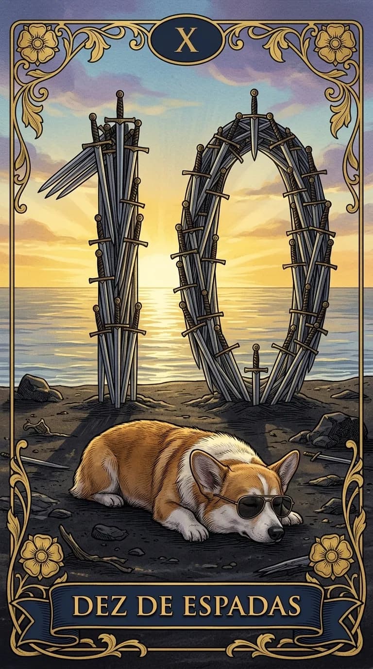 Carta de tarot Dez de Espadas de um baralho de exemplo personalizado