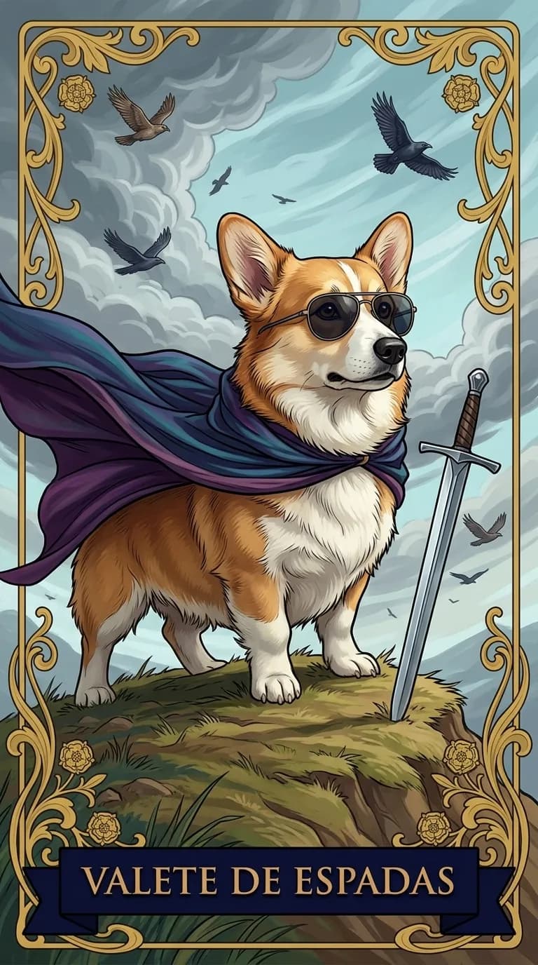 Carta de tarot Valete de Espadas de um baralho de exemplo personalizado