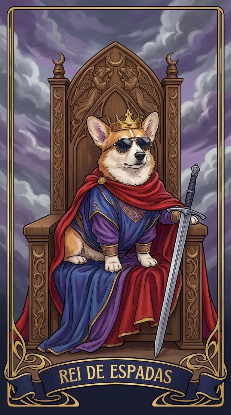 Carta de tarot Rei de Espadas de um baralho de exemplo personalizado