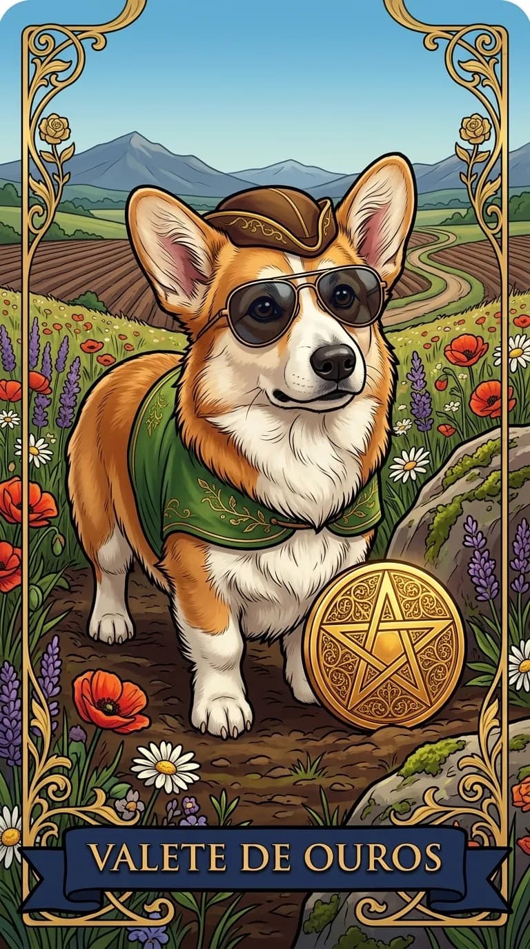 Carta de tarot Valete de Ouros de um baralho de exemplo personalizado