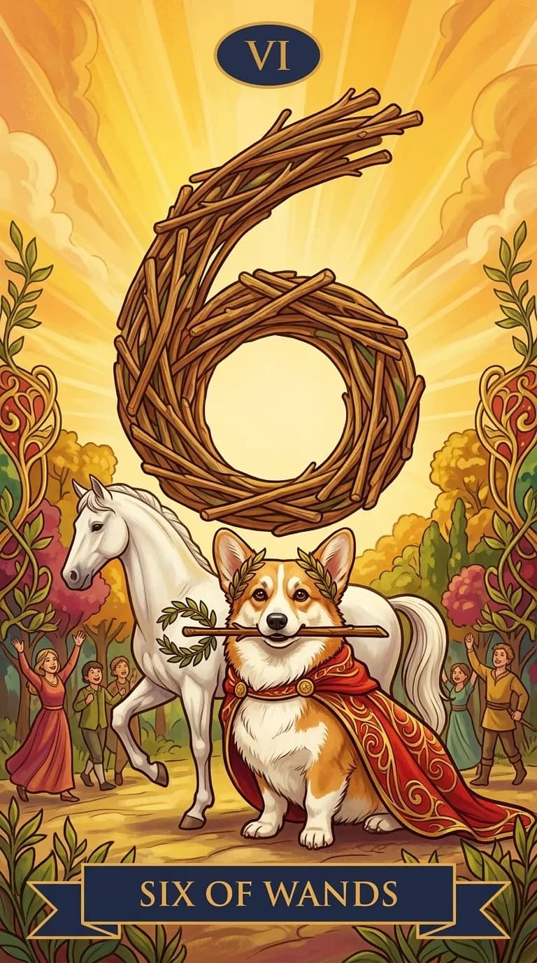 Six of Wands tarot card from a personalized sample deck