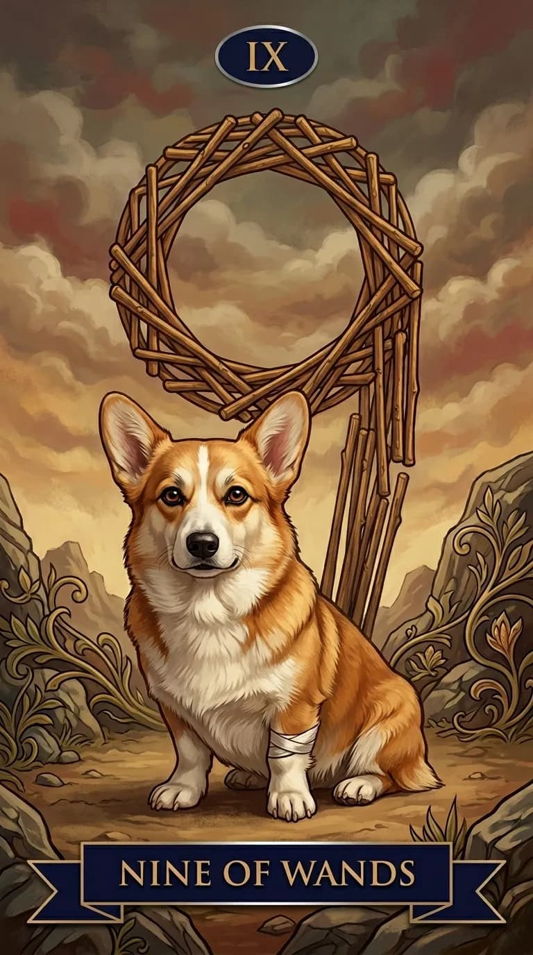 Nine of Wands tarot card from a personalized sample deck