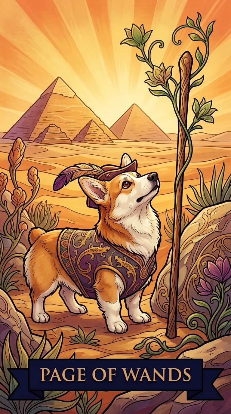 Page of Wands tarot card from a personalized sample deck