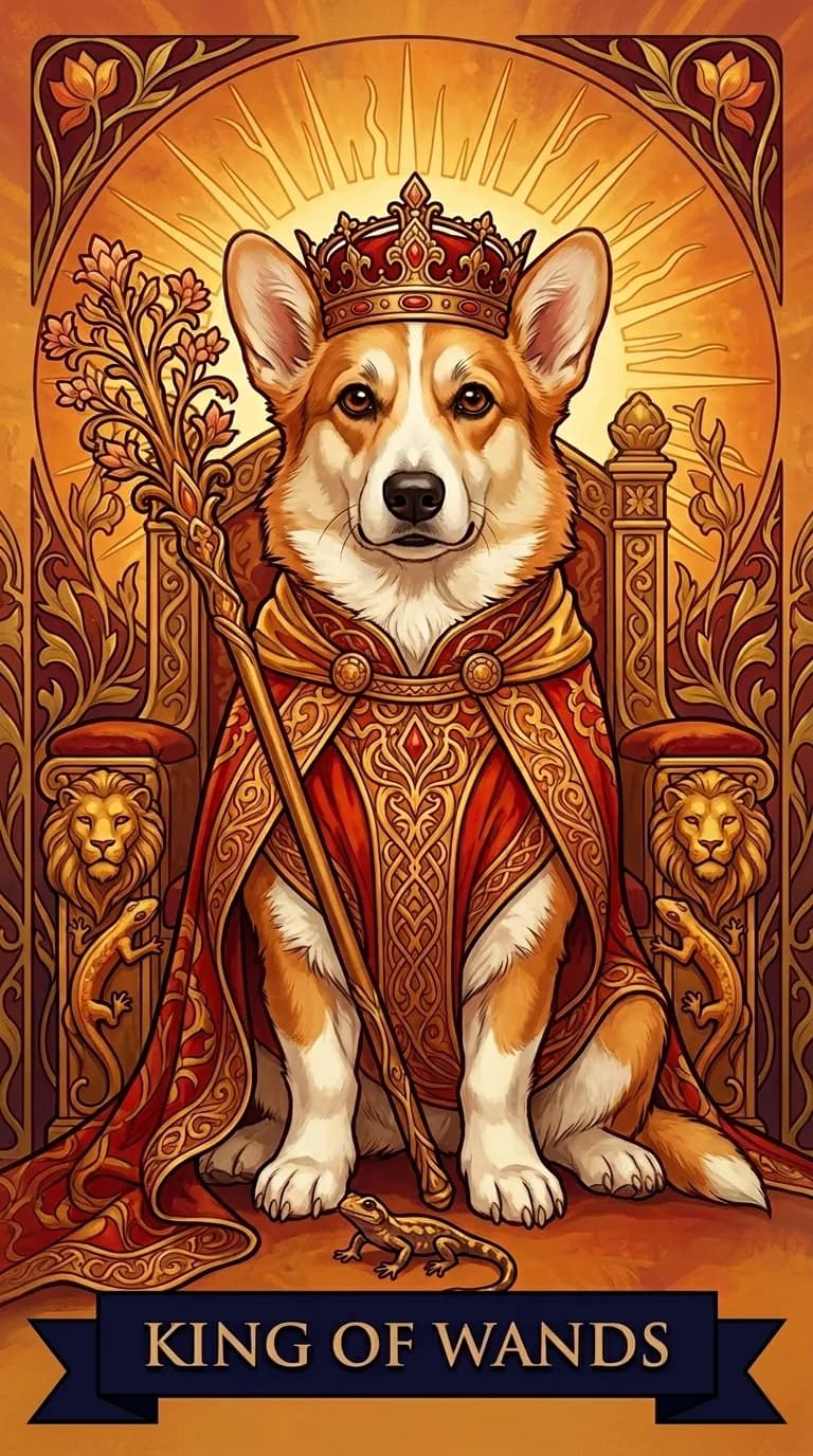 King of Wands tarot card from a personalized sample deck