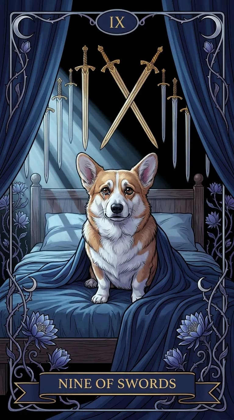 Nine of Swords tarot card from a personalized sample deck